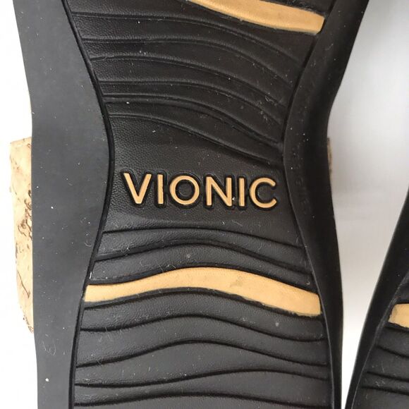 Vionic Paros Cork Sandals Women's 9 Brown Leather Hook & Loop Slingback Shoes - Picture 10 of 10